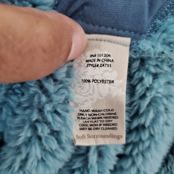 Soft Surroundings Women's Sherpa Pullover Sweater Small Blue Quarter Zip Pockets - Picture 5 of 8